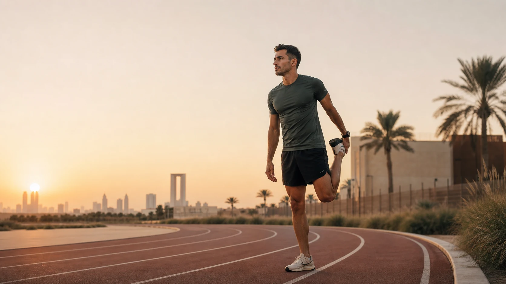 Runner training at sunrise